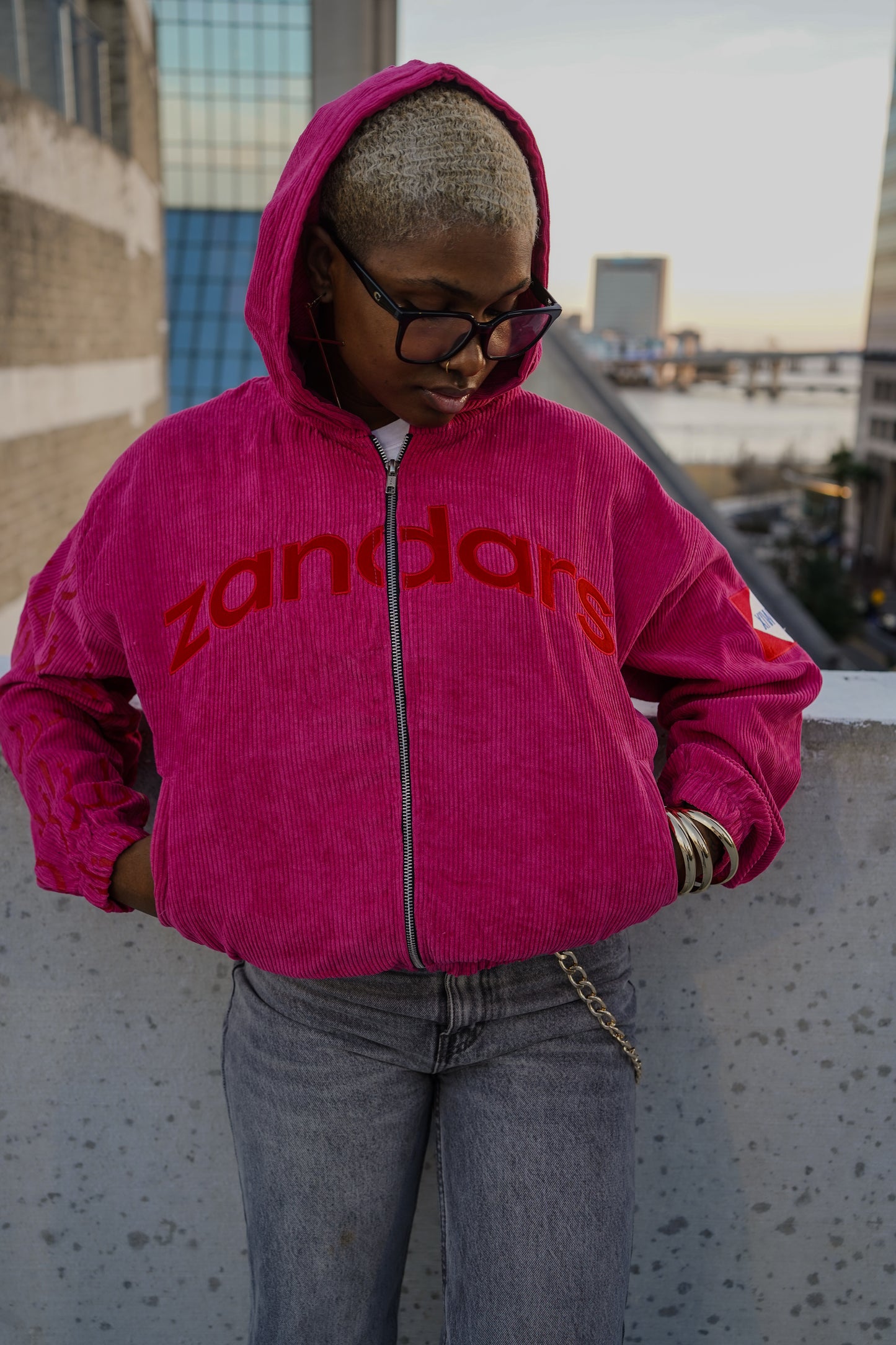 Pink Corduroy Zip Up